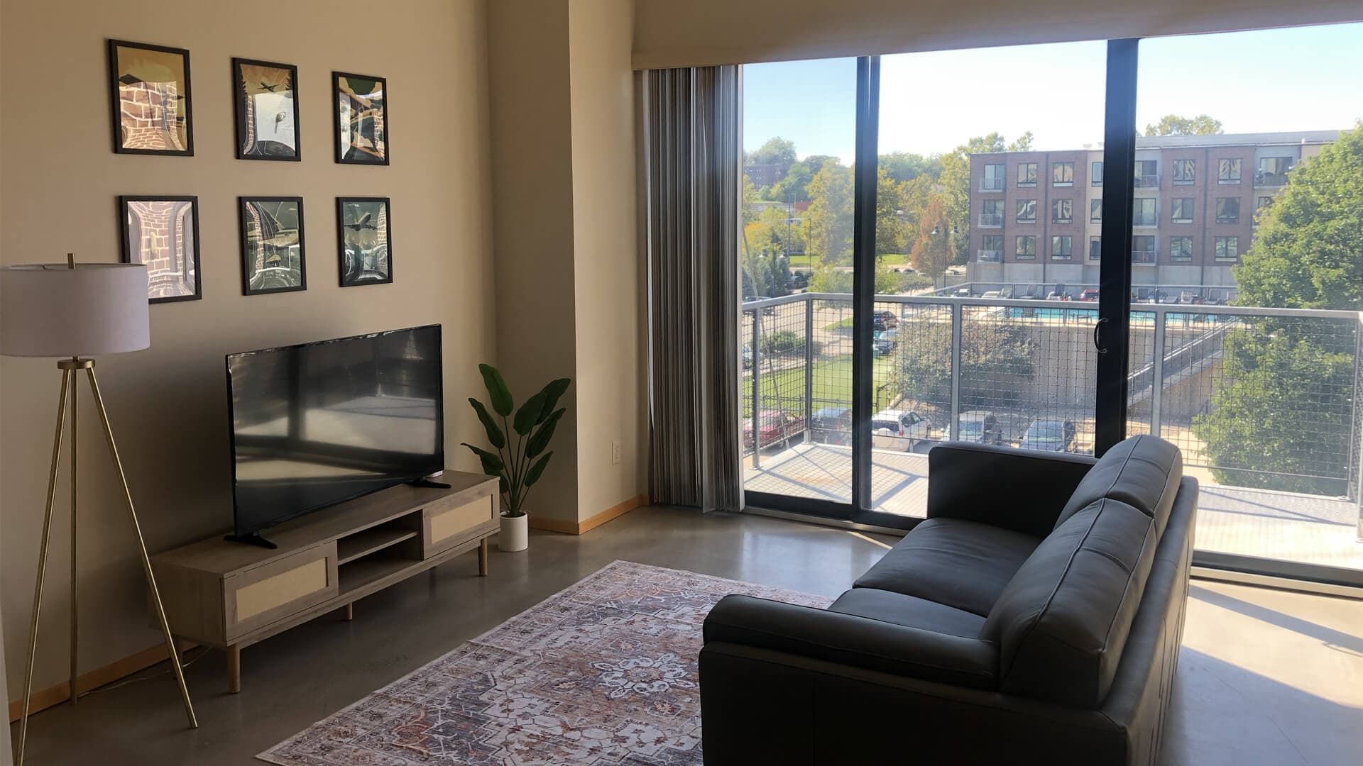 Living room with balcony view